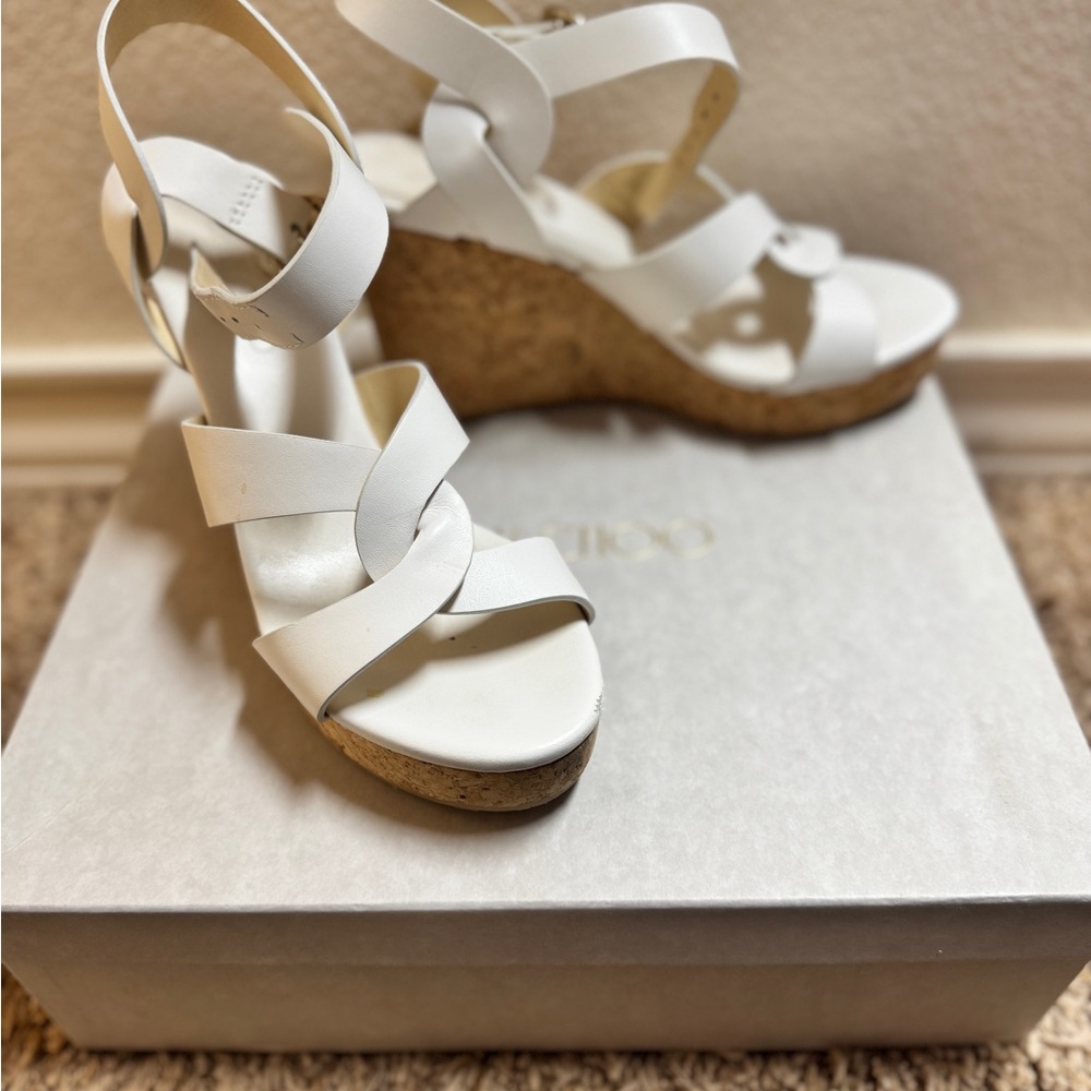 White Strappy Wedge Sandals